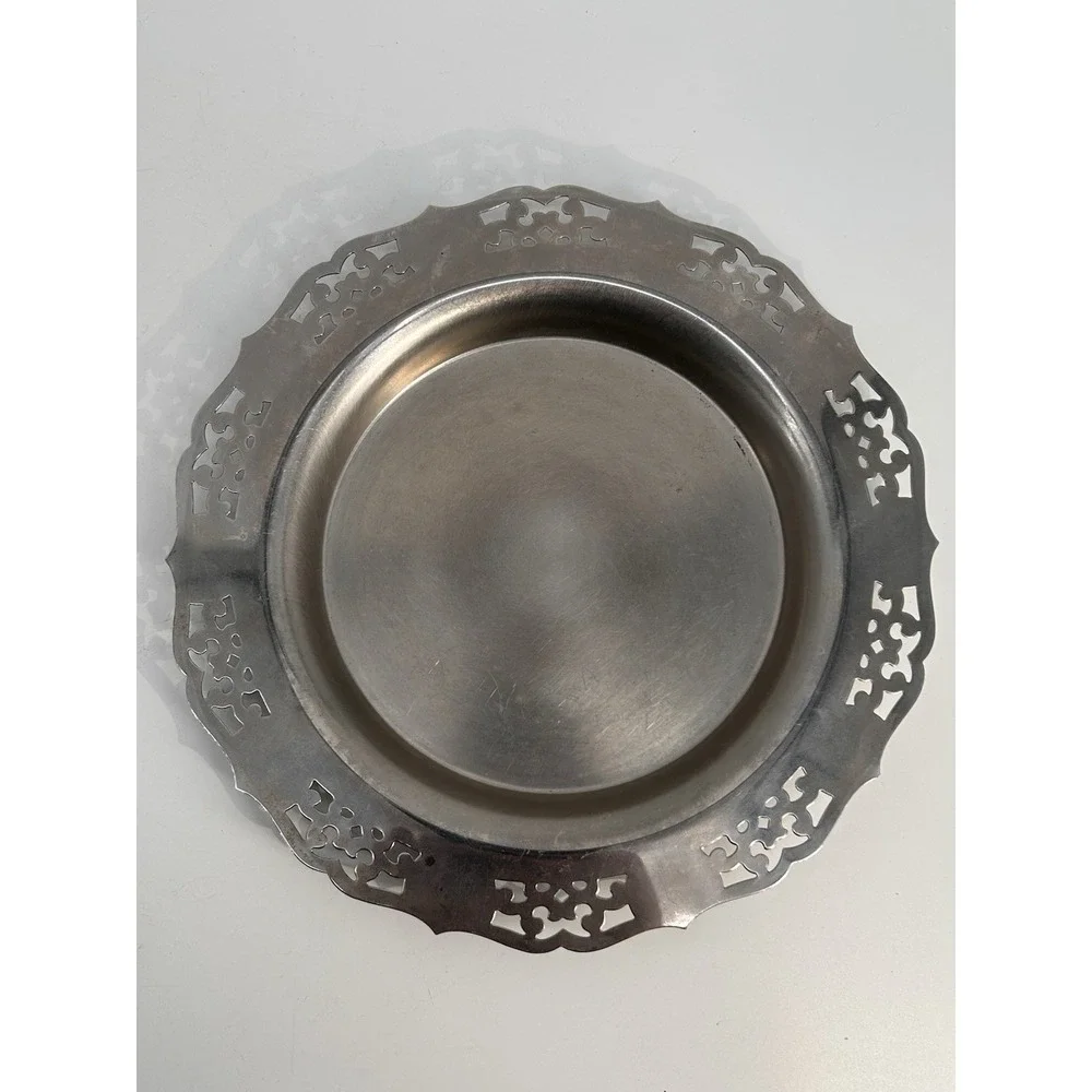 Vintage WM A Rogers Silverplate Pierced Rim Serving Plate Dish Allegheny Metal‎